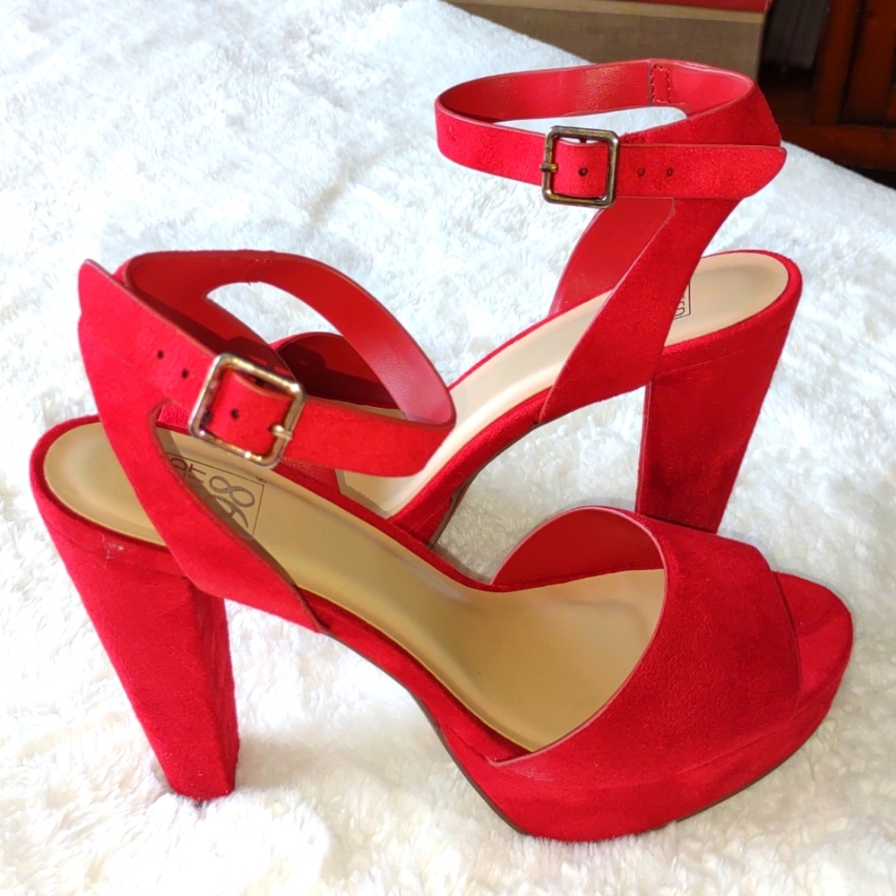 Red suede heels